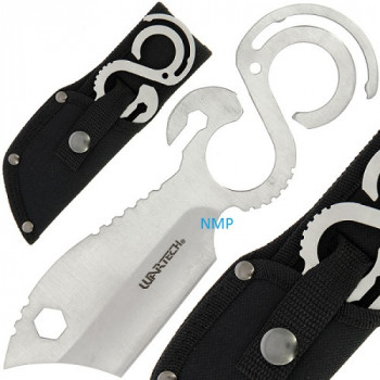 6.5 inch Fixed Blade 3CR13 Steel knife and Mult-tool with Nylon Sheath WARTECH Chrome (HWT-206-CH)