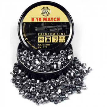 RWS R10 Match flat head .177 calibre air rifle pellets heavy .53gms, 8.20 grains recommended for air rifles 4.50mm