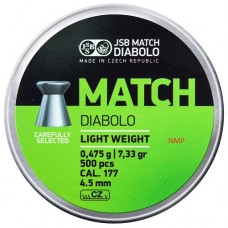 JSB Diabolo Match Flat Head Light Weight 4.50mm .177 calibre 7.33gr tin of 500 Green